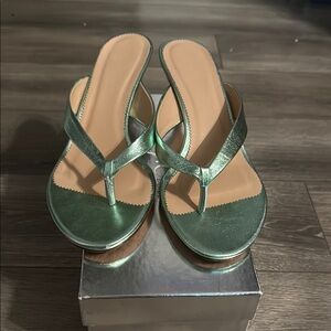 J. Crew Metallic Green Sandals